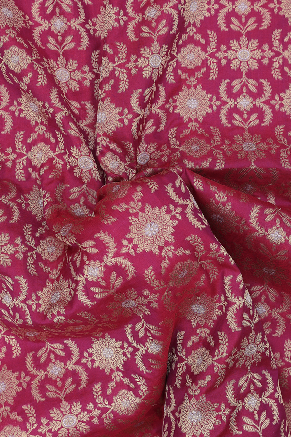 Banarasi Silk Saree In Mulberry With Floral Design