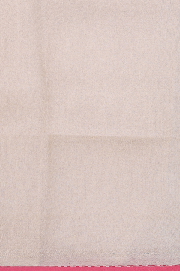 Kora Banarasi Silk Saree In Cream Color With Floral Design