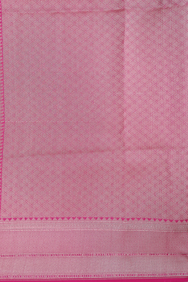 Kora Banarasi Silk Saree Dark Pink With Allover Design
