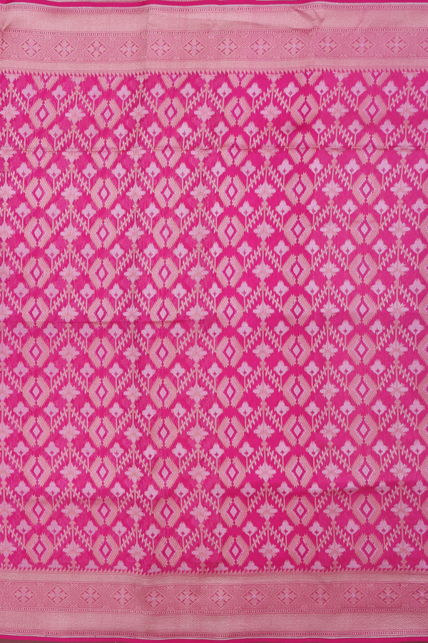 Kora Banarasi Silk Saree Dark Pink With Allover Design