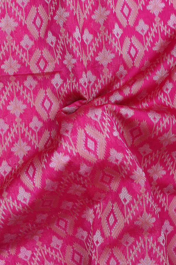 Kora Banarasi Silk Saree Dark Pink With Allover Design