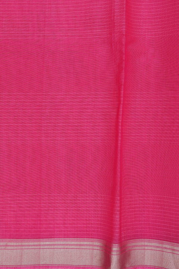 Kora Banarasi Silk Saree In Pink Along Stripes With Buttas