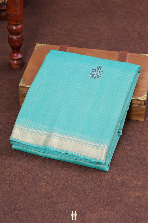 Kora Banarasi Cotton Saree In Green With Floral Design