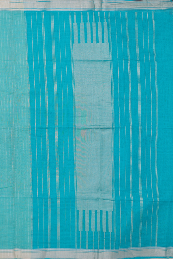 Kora Banarasi Cotton Saree In Green With Floral Design