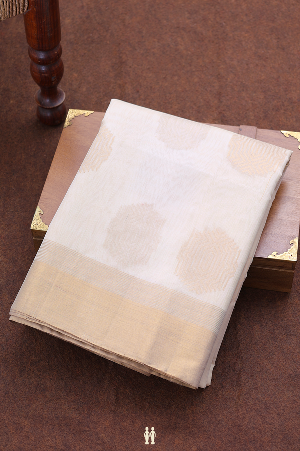 Kora Banarasi Silk Saree In Off White With Zari Motifs