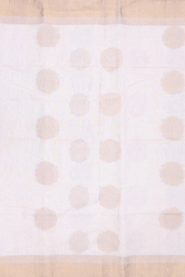 Kora Banarasi Silk Saree In Off White With Zari Motifs