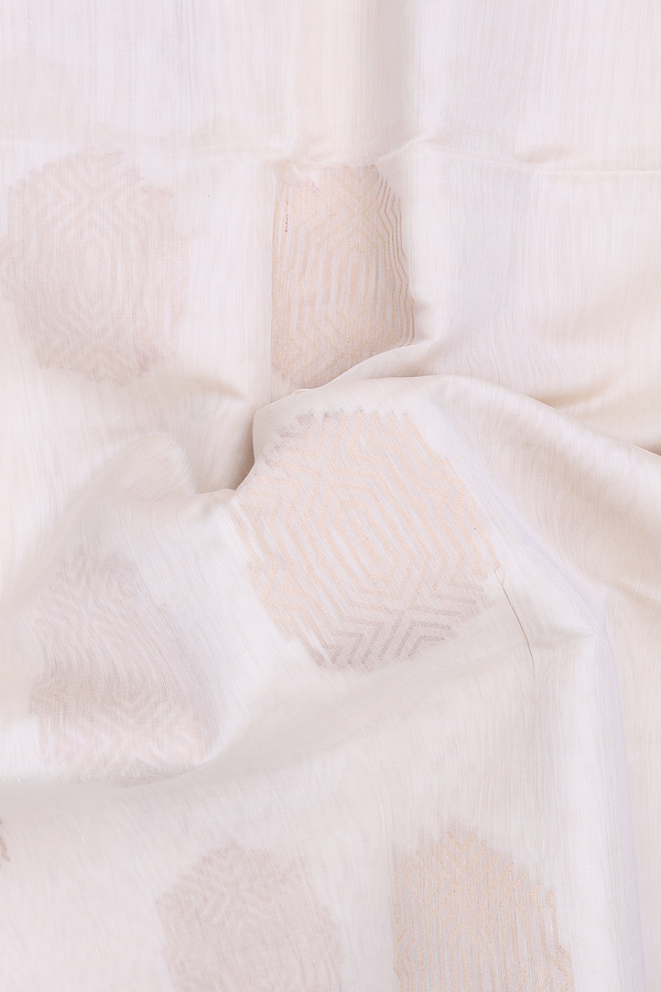 Kora Banarasi Silk Saree In Off White With Zari Motifs