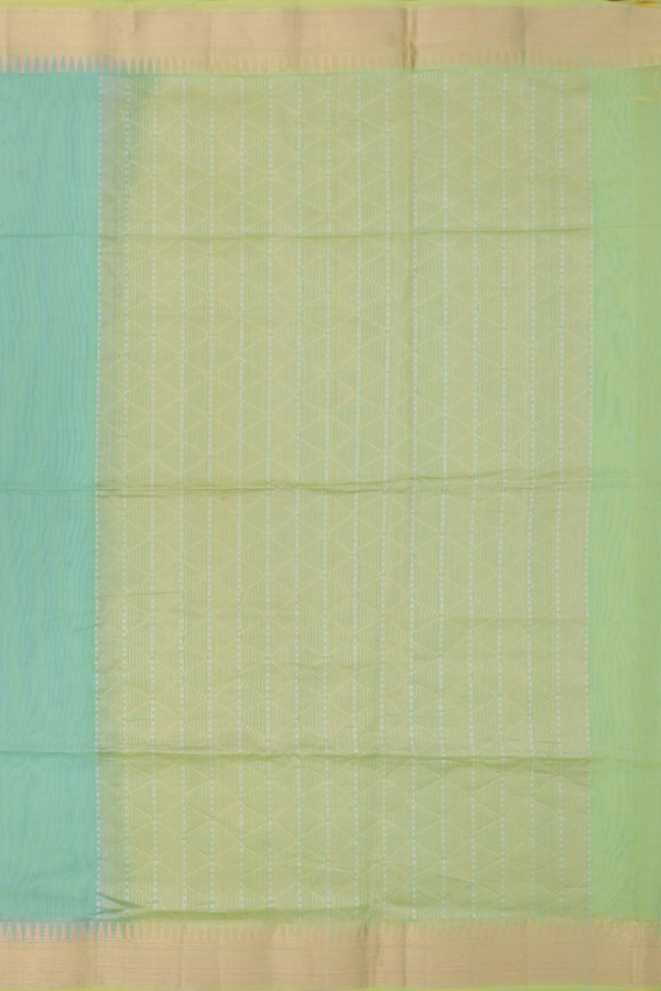 Kora Banarasi Silk Saree In Mint Green With Floral Motifs