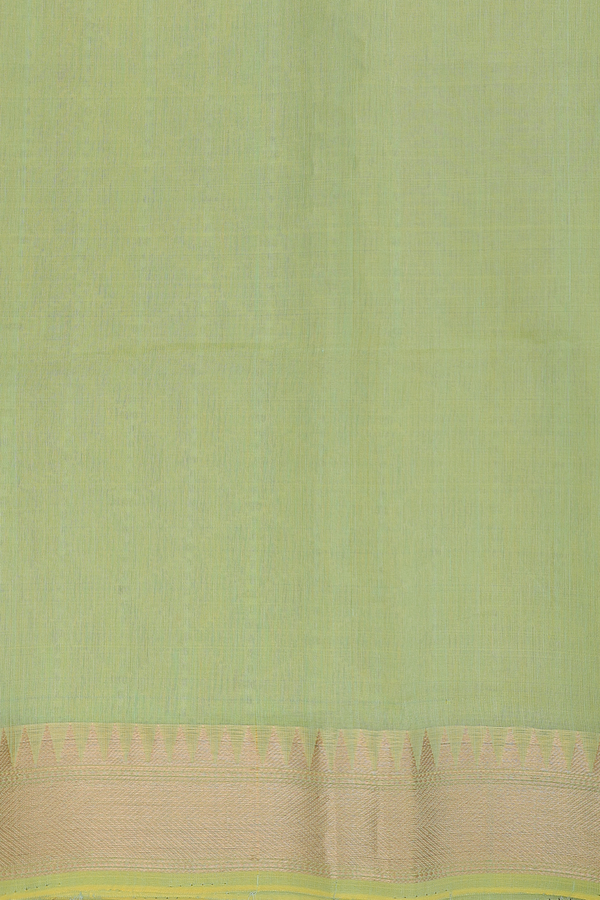 Kora Banarasi Silk Saree In Mint Green With Floral Motifs