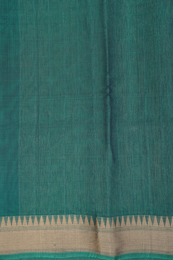 Kora Banarasi Silk Saree In Navy Blue With Floral Motifs