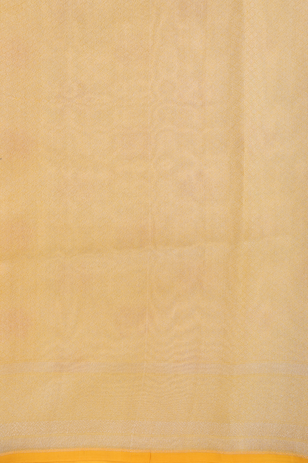 Kora Banarasi Silk Saree In Mustard Yellow With Floral Design