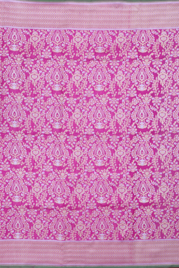 Kora Banarasi Silk Saree In Magenta With Allover Design