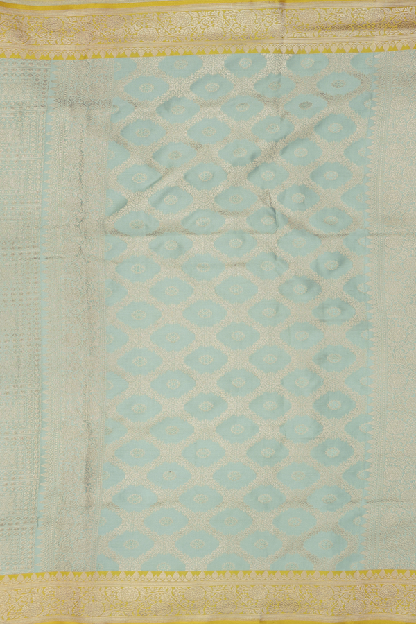Banarasi Silk Saree In Sage Green With Brocade Design