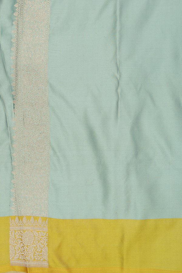 Banarasi Silk Saree In Sage Green With Brocade Design