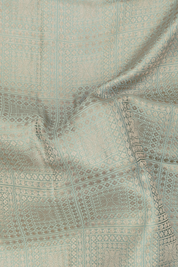 Banarasi Silk Saree In Sage Green With Brocade Design