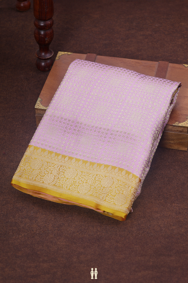 Banarasi Silk Saree In Lavender With Brocade Design
