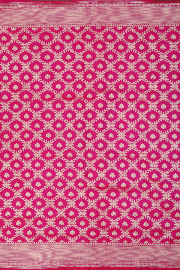 Banarasi Silk Saree In Rani Pink With Ogee Design