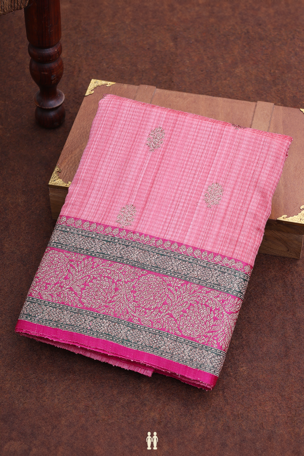 Banarasi Silk Saree In Pink With Zari Buttas
