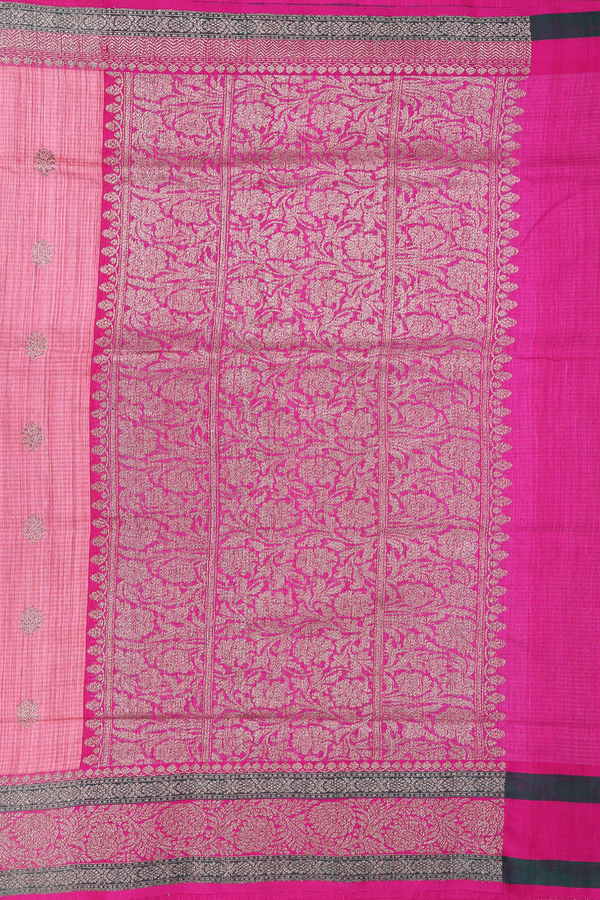 Banarasi Silk Saree In Pink With Zari Buttas