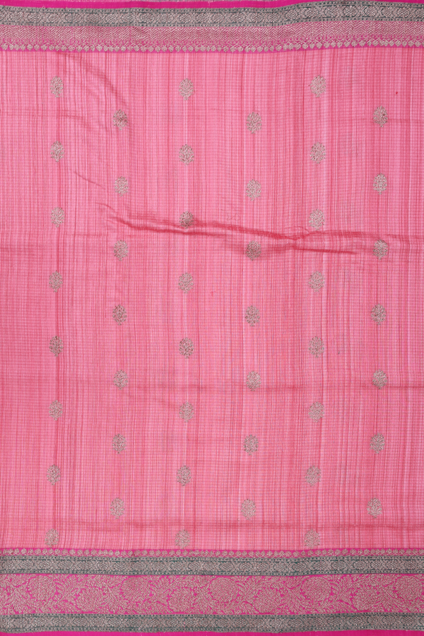Banarasi Silk Saree In Pink With Zari Buttas