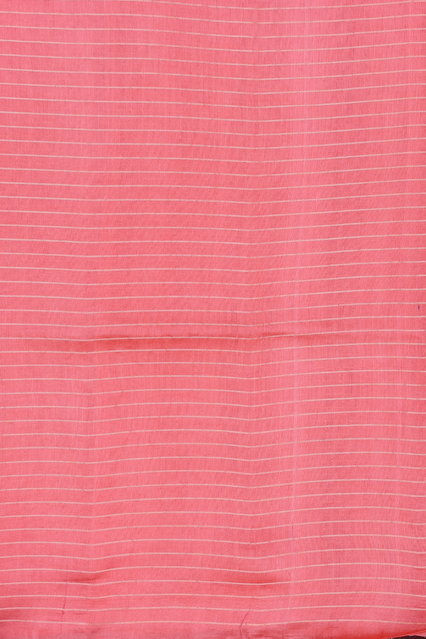 Raw Silk Saree In Peach Pink With Checks Design
