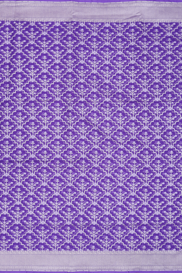 Kora Banarasi Silk Saree In Violet With Ogee Design