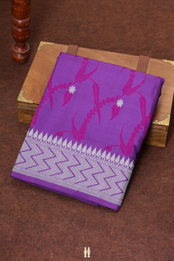 Banarasi Silk Saree In Purple With Allover Design