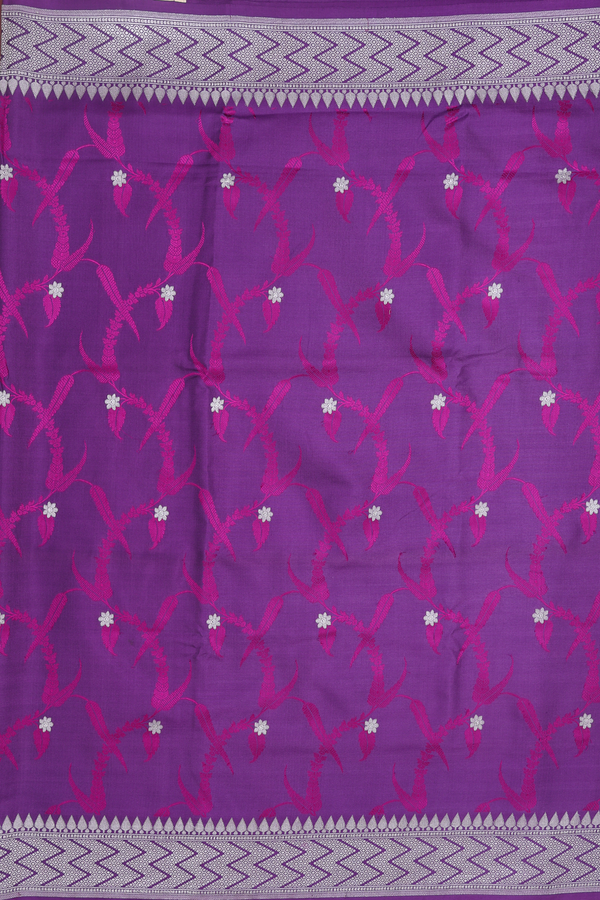 Banarasi Silk Saree In Purple With Allover Design