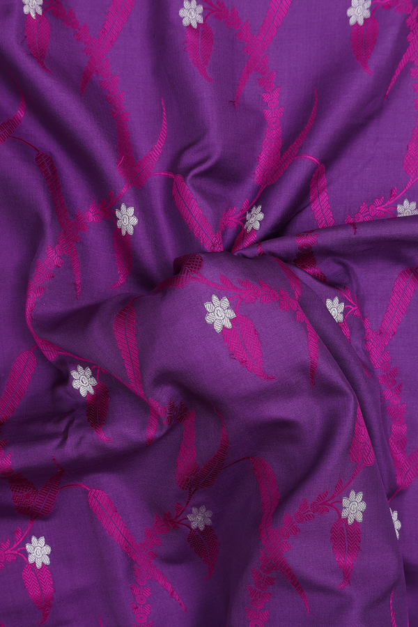 Banarasi Silk Saree In Purple With Allover Design