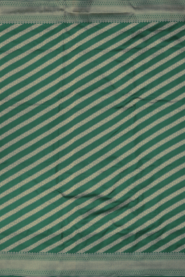 Banarasi Silk Saree In Forest Green With Diagonal Design