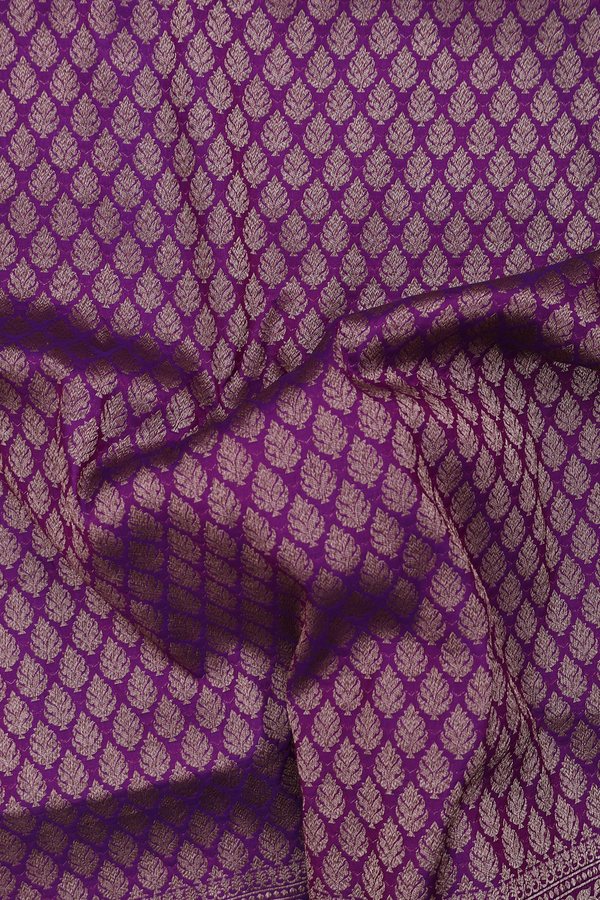 Banarasi Silk Saree In Purple With Zari Buttas