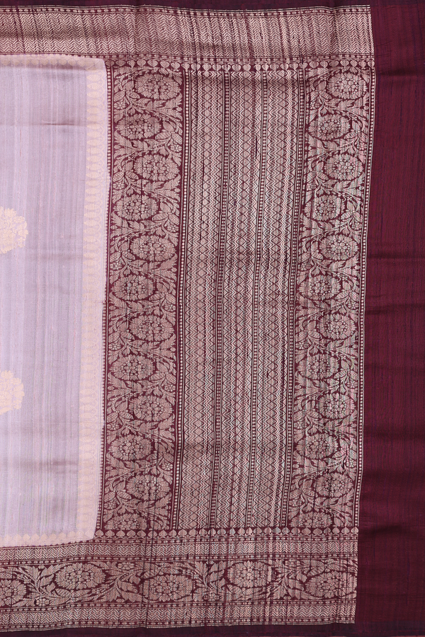 Tussar Banarasi Silk Saree Dusty Rose With Floral Motifs