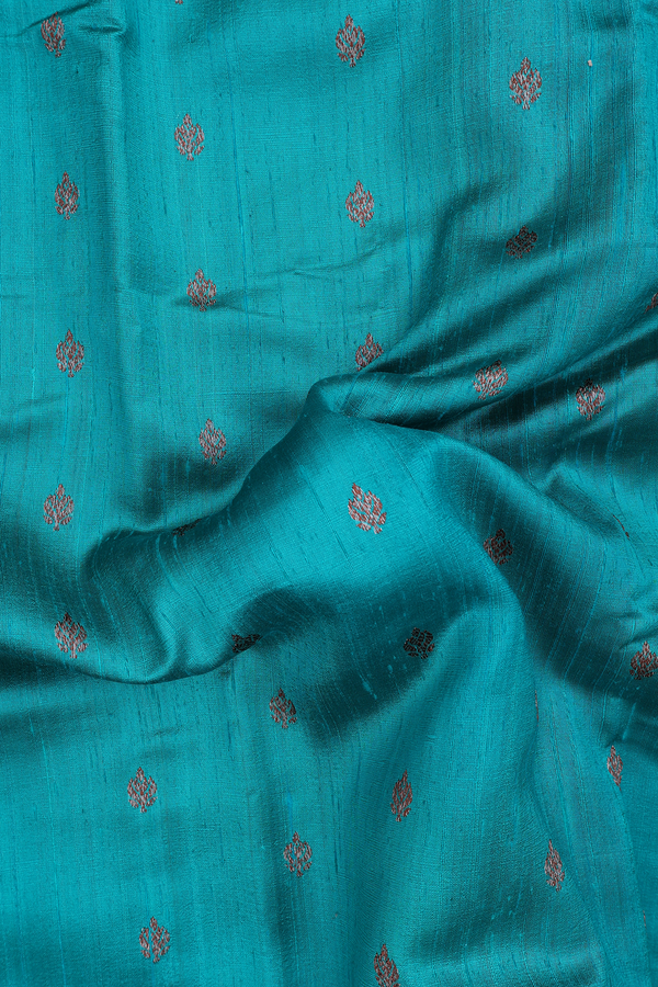 Tussar Banarasi Silk Saree In Teal Green With Allover Buttas