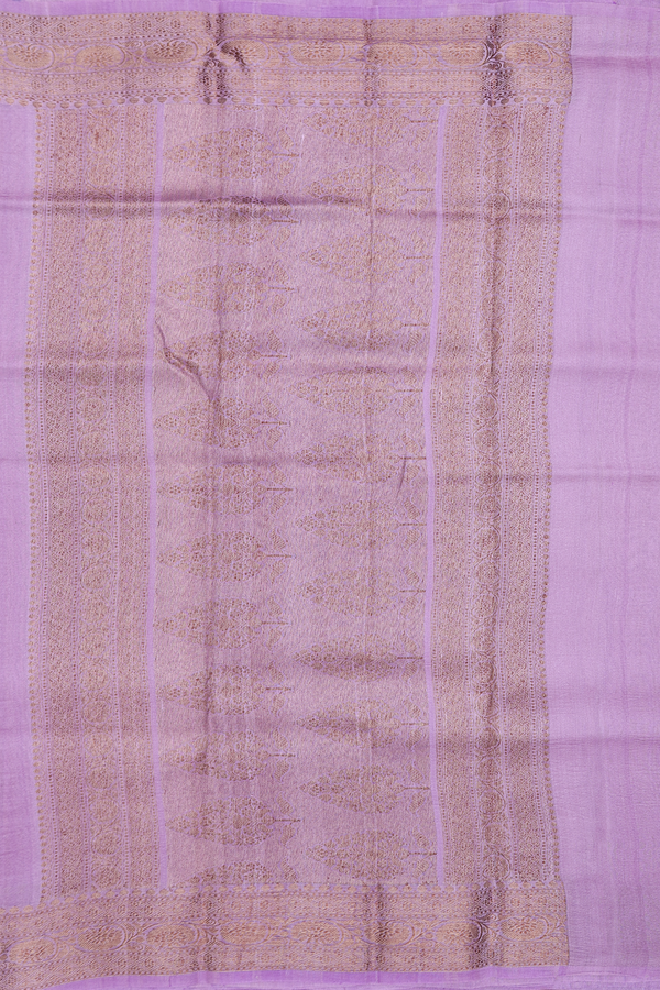 Tussar Banarasi Silk Saree In Dusty Lavender With Zari Border