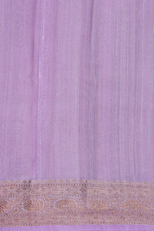Tussar Banarasi Silk Saree In Dusty Lavender With Zari Border