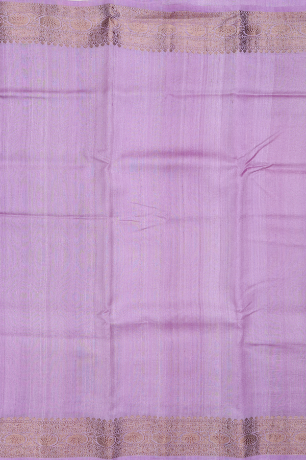 Tussar Banarasi Silk Saree In Dusty Lavender With Zari Border