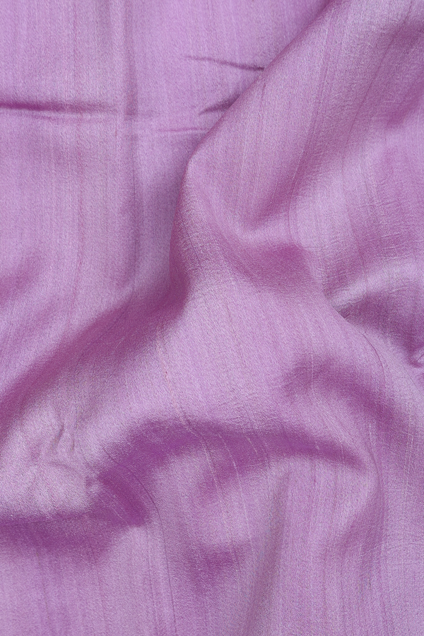 Tussar Banarasi Silk Saree In Dusty Lavender With Zari Border