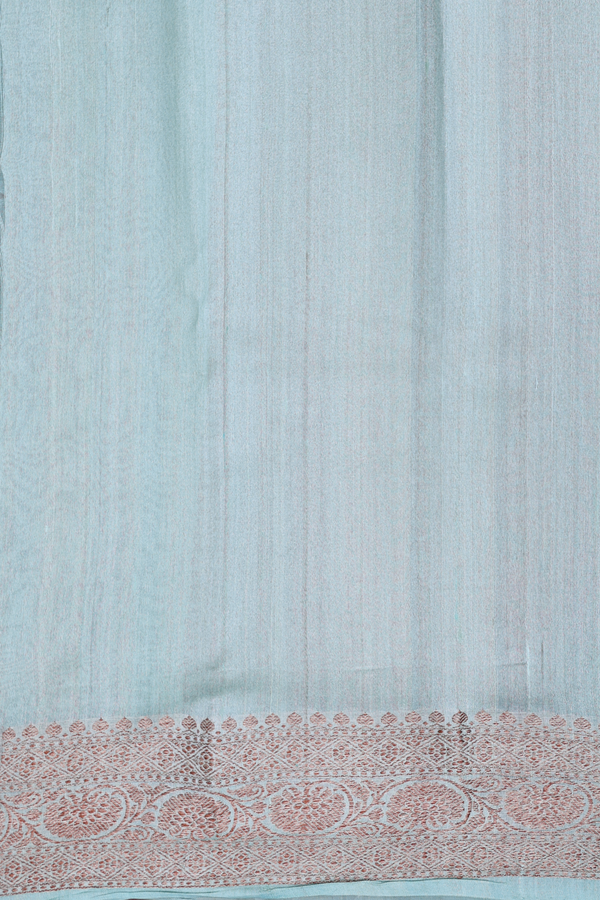 Tussar Banarasi Silk Saree In Dusty Green With Zari Border