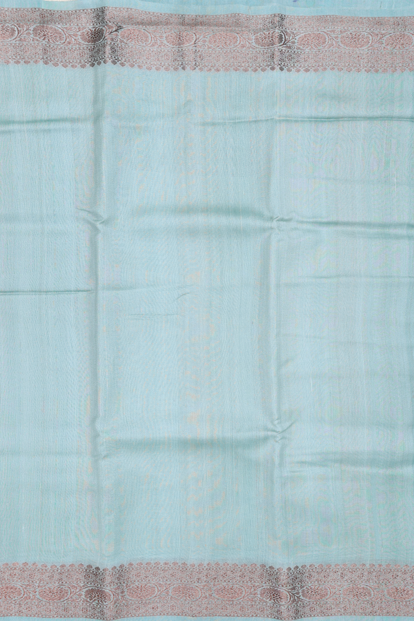Tussar Banarasi Silk Saree In Dusty Green With Zari Border