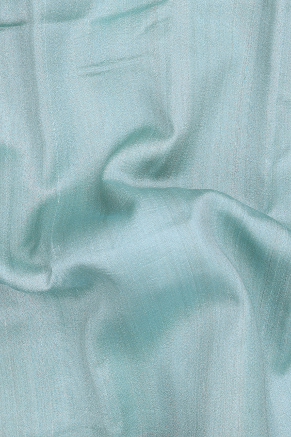 Tussar Banarasi Silk Saree In Dusty Green With Zari Border