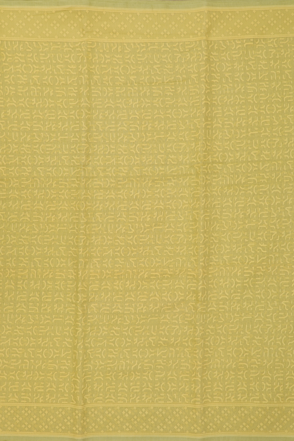 Kora Banarasi Cotton Saree In Yellow With Threadwork Design