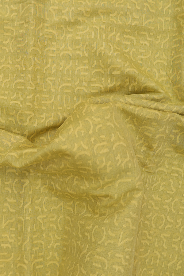 Kora Banarasi Cotton Saree In Yellow With Threadwork Design