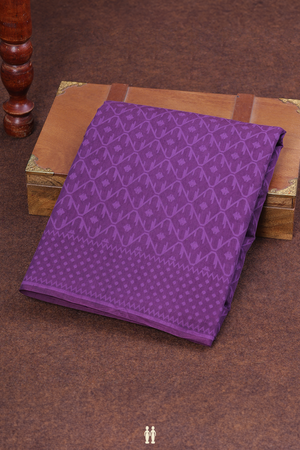 Kora Banarasi Cotton Saree In Purple With Allover Design