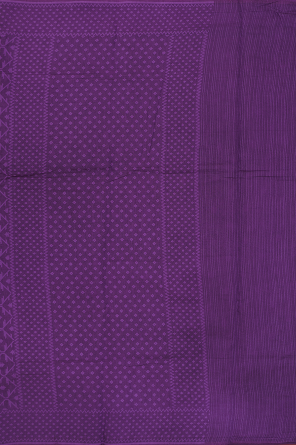 Kora Banarasi Cotton Saree In Purple With Allover Design