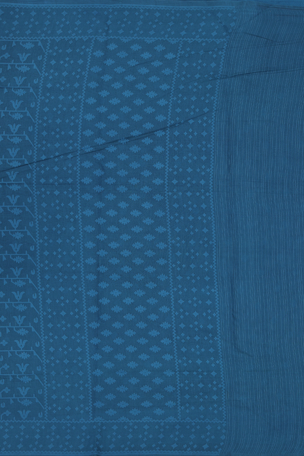 Kora Banarasi Cotton Saree In Pine Green With Threadwork Design