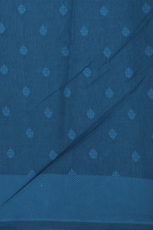 Kora Banarasi Cotton Saree In Pine Green With Threadwork Design