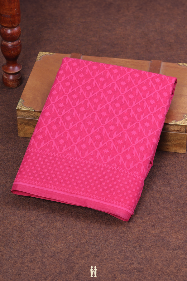 Kora Banarasi Cotton Saree In Rose Red With Allover Design