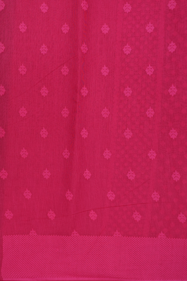 Kora Banarasi Cotton Saree In Rose Red With Allover Design