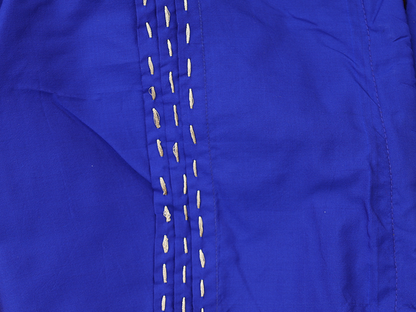 V-Neck Plain Royal Blue Semi Silk Readymade Blouse