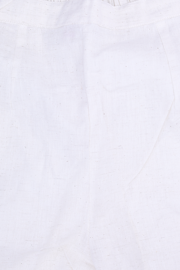 V-Neck Plain White Cotton Salwar Set